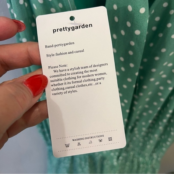 PRETTYGARDEN Halter Neck Sleeveless Maxi Dress tiered Sundress, polka dot, sz S - Picture 11 of 16